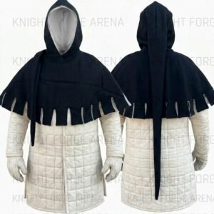Historical Medieval Wool Hood - Liripipe with Dagged Edges & Linen Lining - 14th Century Reenactment