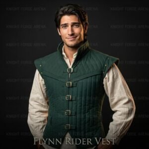Flynn Rider Vest – Padded Cotton Canvas Cosplay Waistcoat Brass Buckles