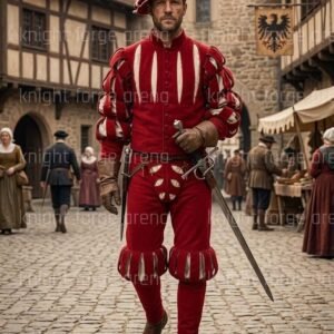 16th Century Landsknecht Costume – Cotton Canvas Doublet, Trousers, Hat Set