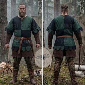 Medieval 15th Century Surcoat - Mi-Parti Cotton Canvas Tunic - Dagged Hem Jupon for Reenactors
