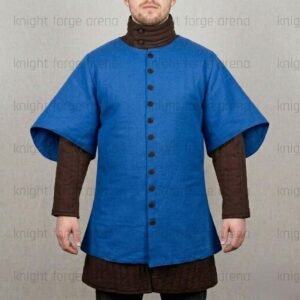 100% Pure Linen Medieval Surcoat - Button-Front Men’s Tunic - Reenactment Double Layer Over-Garb