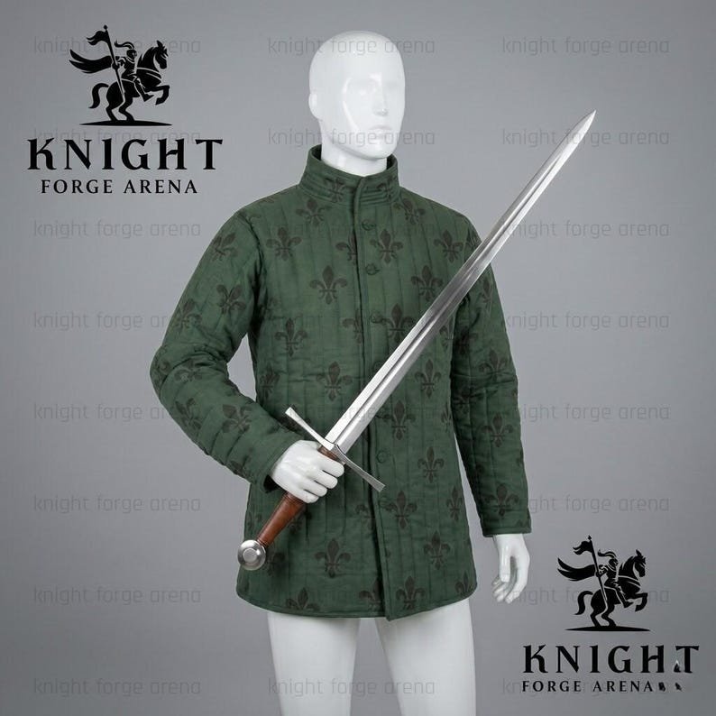 Fleur-de-lis Cotton Canvas Gambeson Armor - Medieval Padded for SCA & LARP