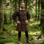 Medieval Doublet Jacket with Skirt – Cotton Canvas Renaissance Reenactment Outfit, Brass Laces