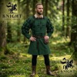Medieval Doublet Jacket with Skirt – Cotton Canvas Renaissance Reenactment Outfit, Brass Laces