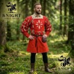 Medieval Doublet Jacket with Skirt – Cotton Canvas Renaissance Reenactment Outfit, Brass Laces