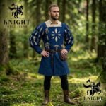 Medieval Doublet Jacket with Skirt – Cotton Canvas Renaissance Reenactment Outfit, Brass Laces