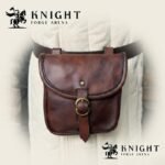 Handmade Medieval Leather Belt Pouch | Veg-Tanned Renaissance Bag with Brass Buckle | Unisex Pouch