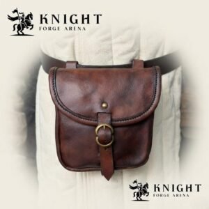 Handmade Medieval Leather Belt Pouch | Veg-Tanned Renaissance Bag with Brass Buckle | Unisex Pouch