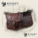 Handmade Medieval Leather Belt Pouch | Veg-Tanned Renaissance Bag with Brass Buckle | Unisex Pouch
