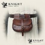 Medieval Leather Kidney Pouch | Veg Tanned Belt Bag for LARP & Cosplay | Artisan Brass Buckle