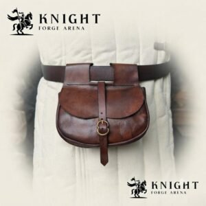 Medieval Leather Kidney Pouch | Veg Tanned Belt Bag for LARP & Cosplay | Artisan Brass Buckle