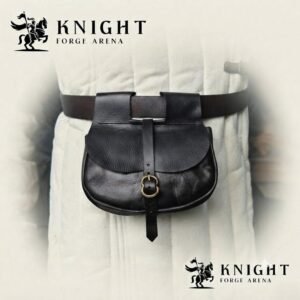 Medieval Leather Kidney Pouch | Veg Tanned Belt Bag for LARP & Cosplay | Artisan Brass Buckle