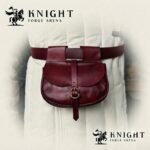 Medieval Leather Kidney Pouch | Veg Tanned Belt Bag for LARP & Cosplay | Artisan Brass Buckle