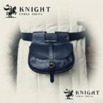 Medieval Leather Kidney Pouch | Veg Tanned Belt Bag for LARP & Cosplay | Artisan Brass Buckle