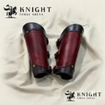 Handmade Veg-Tanned Leather Bracers, Hardened Wax Arm Armor, Brass Buckle Cosplay Gear