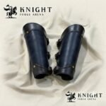 Handmade Veg-Tanned Leather Bracers, Hardened Wax Arm Armor, Brass Buckle Cosplay Gear