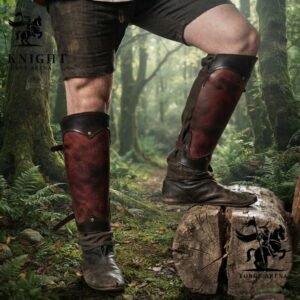 Handmade Leather Greaves, Wax Hardened Medieval Knight Shin Guards, Fantasy LARP Costume Gear