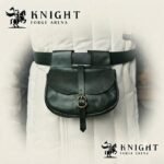 Medieval Leather Kidney Pouch | Veg Tanned Belt Bag for LARP & Cosplay | Artisan Brass Buckle