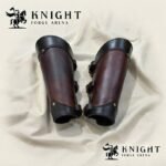 Handmade Veg-Tanned Leather Bracers, Hardened Wax Arm Armor, Brass Buckle Cosplay Gear