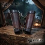 Handmade Veg-Tanned Leather Bracers, Hardened Wax Arm Armor, Brass Buckle Cosplay Gear