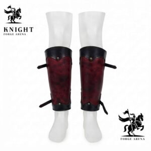 Handmade Leather Greaves, Wax Hardened Medieval Knight Shin Guards, Fantasy LARP Costume Gear