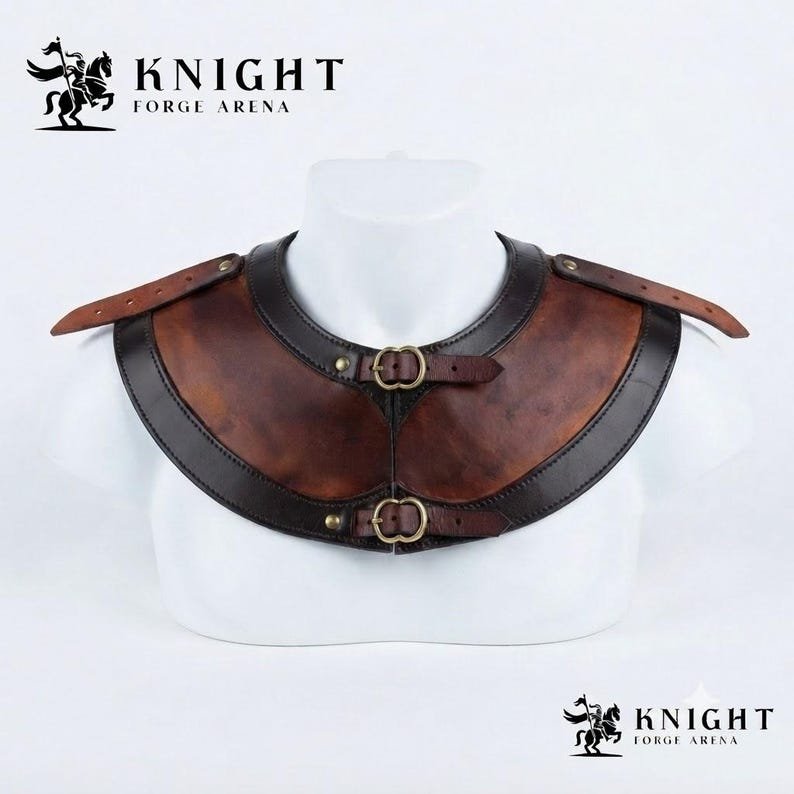 Handmade Leather Gorget, Wax Hardened Neck Armor, Medieval Knight Collar, Fantasy Cosplay Costume Gear