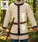 Handcrafted Cotton Canvas Viking Surcoat Tunic, Full Sleeve Knight Costume, Men's Renaissance Robe