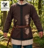 Handcrafted Cotton Canvas Viking Surcoat Tunic, Full Sleeve Knight Costume, Men's Renaissance Robe