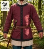Handcrafted Cotton Canvas Viking Surcoat Tunic, Full Sleeve Knight Costume, Men's Renaissance Robe