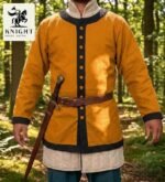 Handcrafted Cotton Canvas Viking Surcoat Tunic, Full Sleeve Knight Costume, Men's Renaissance Robe