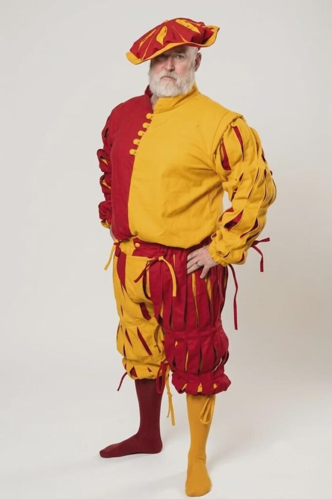 Joerg Landsknecht Doublet Trousers Set, Cotton Canvas Medieval Jacket, Renaissance Slops Costume Hat