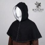 Hand Sewn Medieval Wool Hood, Linen Lined Skjoldehamn Cowl, Historical Reenactment LARP Cloak