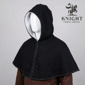Hand Sewn Medieval Wool Hood, Linen Lined Skjoldehamn Cowl, Historical Reenactment LARP Cloak