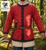 Handcrafted Cotton Canvas Viking Surcoat Tunic, Full Sleeve Knight Costume, Men's Renaissance Robe