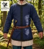 Handcrafted Cotton Canvas Viking Surcoat Tunic, Full Sleeve Knight Costume, Men's Renaissance Robe