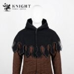 Hand Sewn Medieval Wool Liripipe Hood, Dagged Leaf Viking Cowl, Linen Lined Chaperon