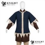Medieval Cotton Canvas Surcoat Tabard | Two-Tone Dagged Hem, Cream Trim (LARP, Ren Faire)