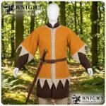 Medieval Cotton Canvas Surcoat Tabard | Two-Tone Dagged Hem, Cream Trim (LARP, Ren Faire)