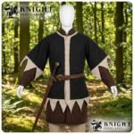 Medieval Cotton Canvas Surcoat Tabard | Two-Tone Dagged Hem, Cream Trim (LARP, Ren Faire)