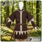 Medieval Cotton Canvas Surcoat Tabard | Two-Tone Dagged Hem, Cream Trim (LARP, Ren Faire)