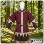 Medieval Cotton Canvas Surcoat Tabard | Two-Tone Dagged Hem, Cream Trim (LARP, Ren Faire)
