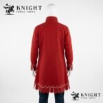 Medieval Wool Coat – Scalloped Embroidery, Brass Buttons, Renaissance Tunic