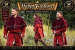 Medieval Wool Coat – Scalloped Embroidery, Brass Buttons, Renaissance Tunic